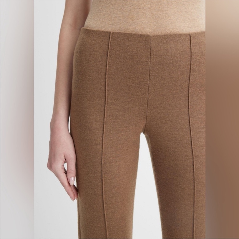Vince Cozy Wool-Blend Mid-Rise Stitch-Front Pant in chocolate size 10 New - Picture 4 of 6